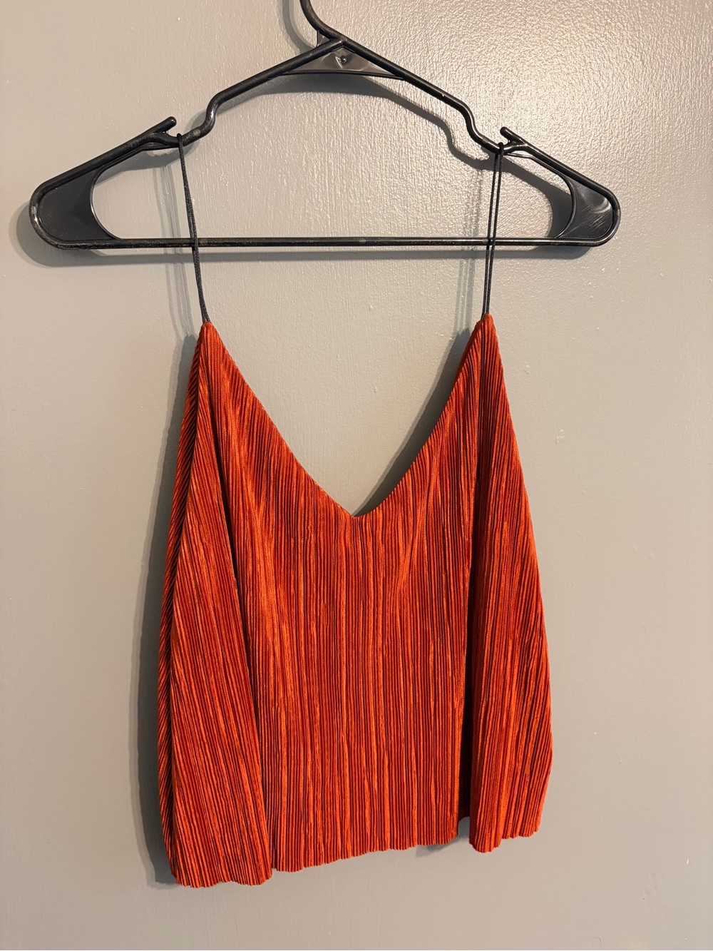 silence + noise rust orange pleated V-neck Cami urban outfitters